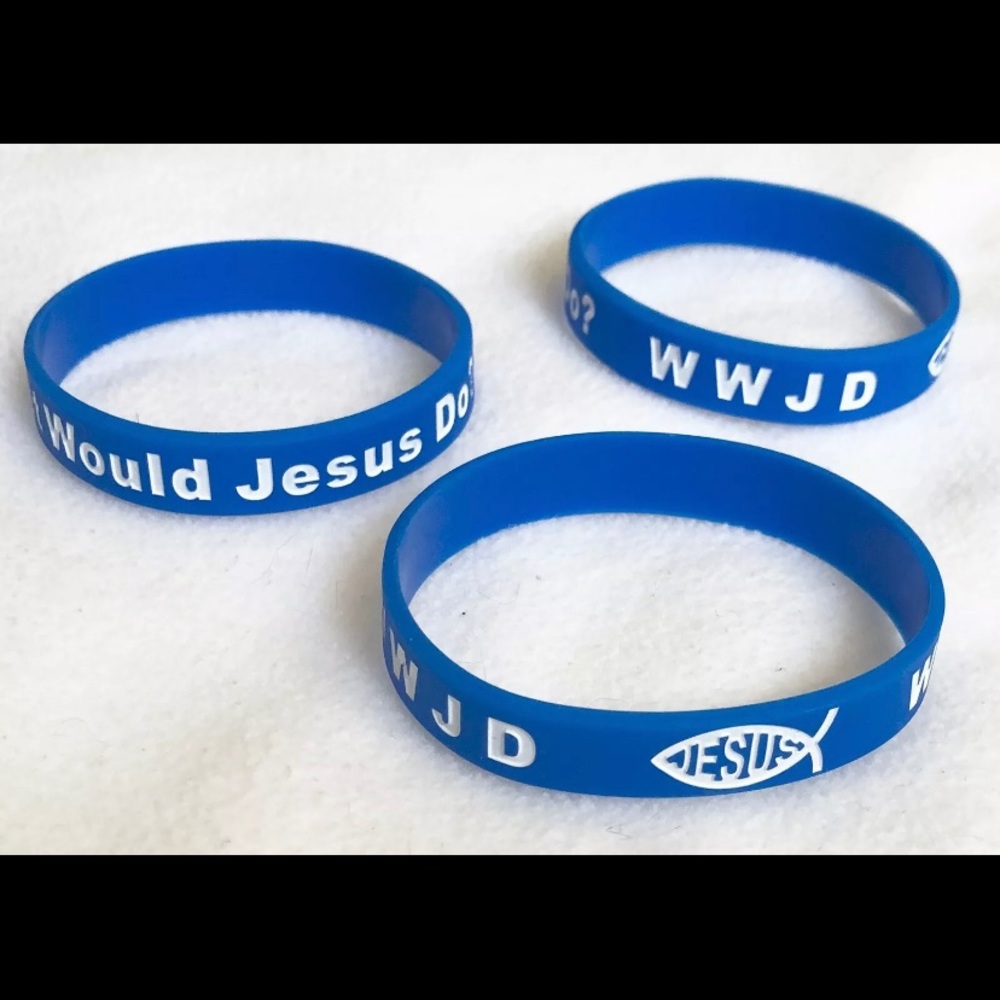 24 WWJD Jesus Rubber Silicone Wristbands Bracelets - Picture 5 of 6